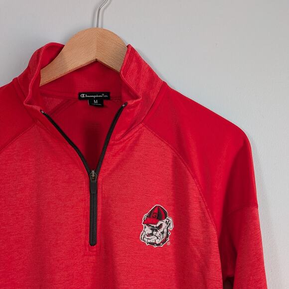 University Of Georgia Bulldogs 1/4 Zip Shirt M Red Uga Football Mascot Embroider - Picture 5 of 10